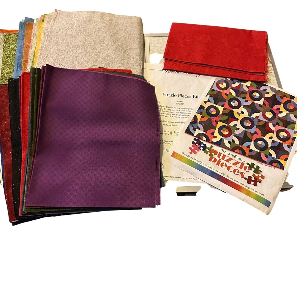 Moda Puzzle Pieces Quilt Kit Keepsake Quilting 36 Fat Quarters 60x60 Tonal Print
